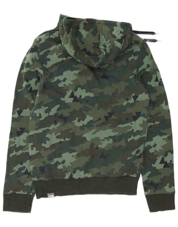 Το ανδρικό γραφικό κουκούλα North Face Jumper XS Πράσινο βαμβακερό καμουφλάζ