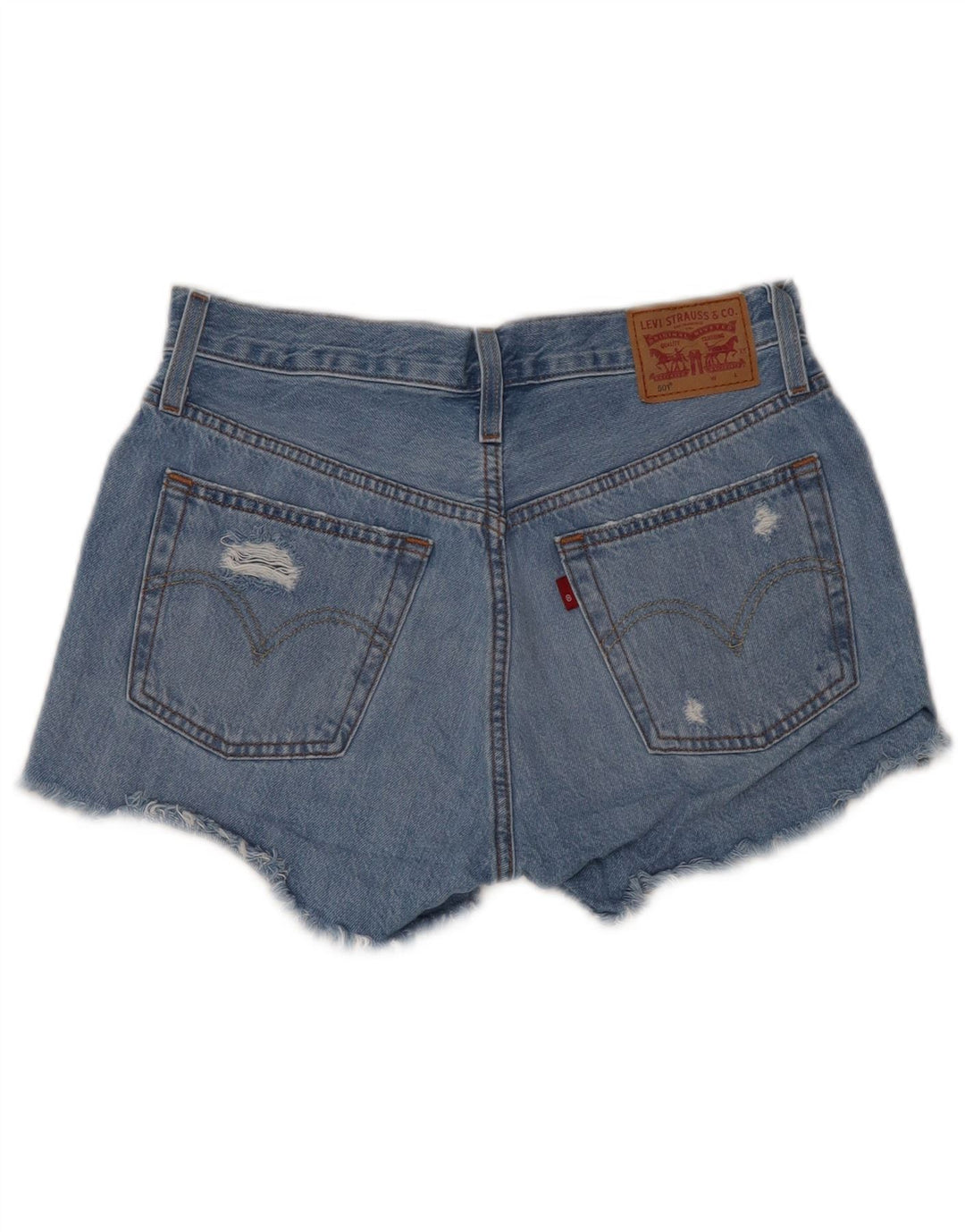 LEVI'S Womens 501 Distressed τζιν σορτς W27 μικρό μπλε βαμβακερό