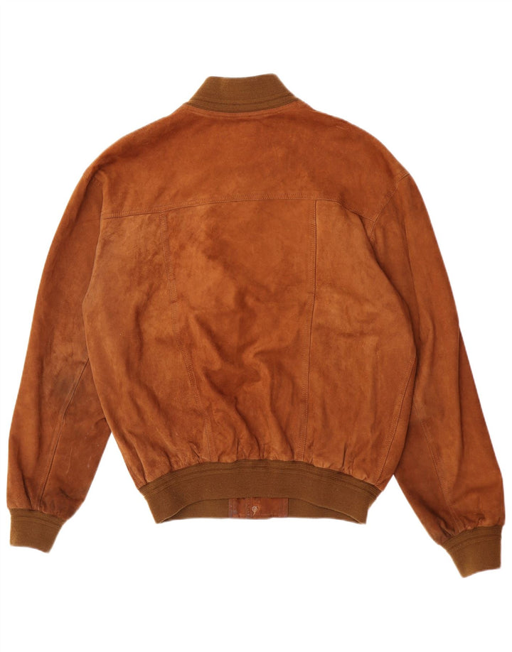 Vintage Ανδρικό Suede Bomber Jacket IT 52 XL Καφέ Δερμάτινο Ρετρό
