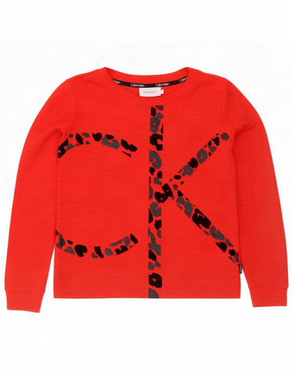 Calvin Klein Γυναικεία γραφικά υπερμεγέθη φούτερ Jumper UK 10 Small Red