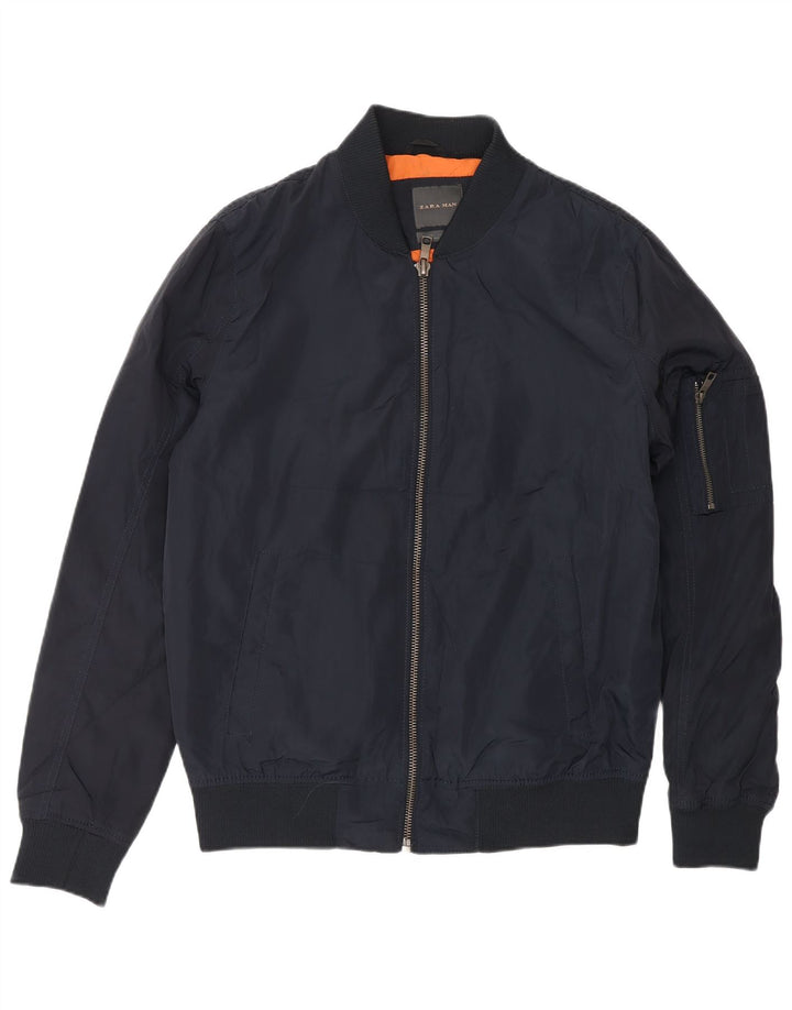 Ανδρικό μπουφάν ZARA Bomber UK 40 Large Navy Blue Polyester