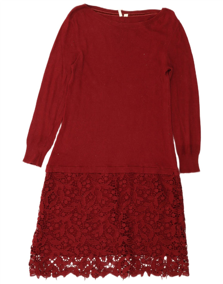 White Stuff Γυναικείο φόρεμα Jumper UK 14 Medium Burgundy Viscose