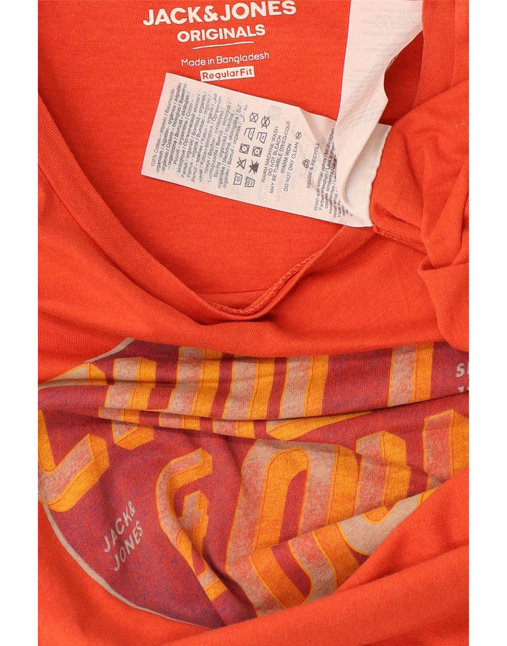 JACK & JONES Ανδρικό γραφικό μπλουζάκι με κανονική εφαρμογή, μεσαίο βαμβακερό πορτοκαλί