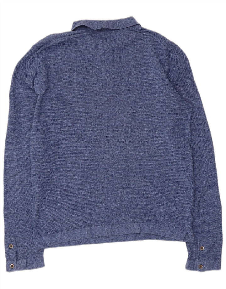 MASSIMO DUTTI Ανδρικό μακρυμάνικο μπλουζάκι πόλο μεγάλο μπλε βαμβακερό