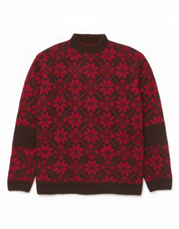 Vintage γυναικείο πουλόβερ με λαιμό χελώνα UK 16 Large Red Fair Isle