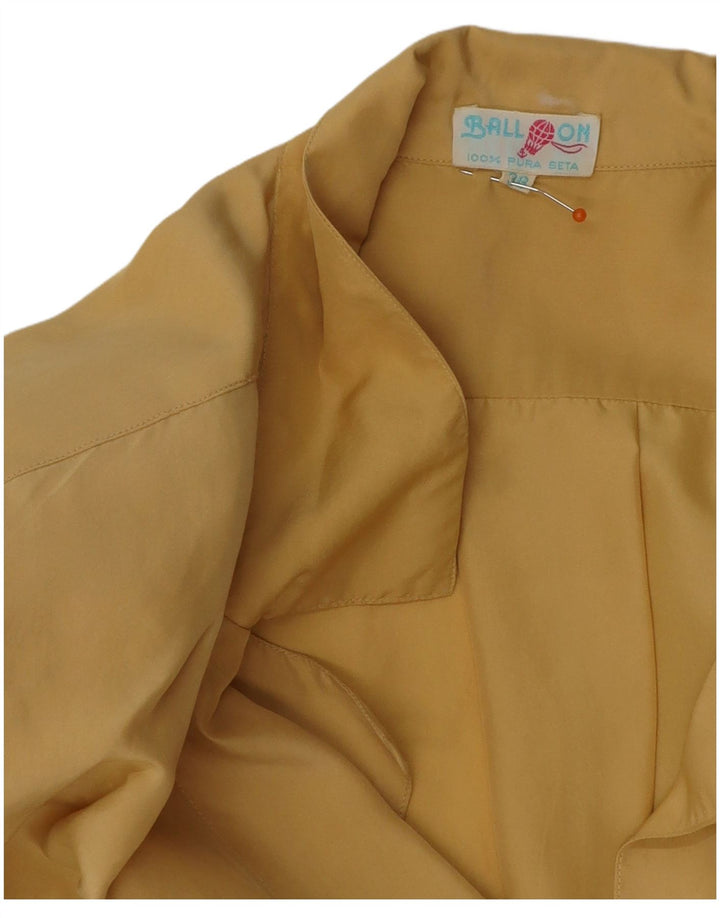 BALLOON Γυναικείο κοντομάνικο πουκάμισο μπλούζα IT 38 XS κίτρινο μεταξωτό