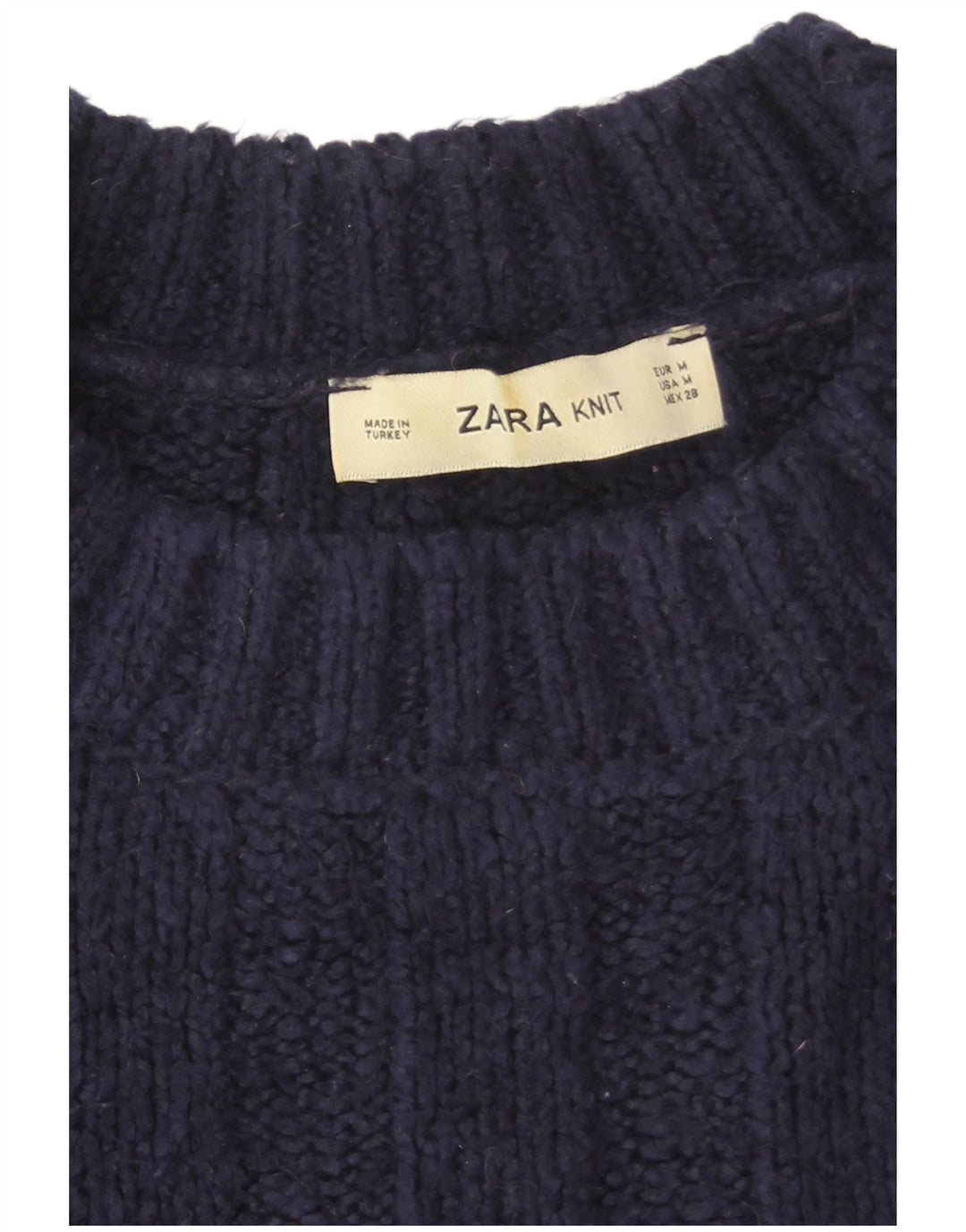 Zara Γυναικείο πουλόβερ με λαιμόκοψη μεγάλου μεγέθους UK 14 Medium Navy Blue