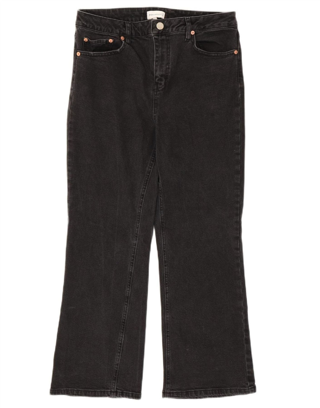 WAREHOUSE Womens Bootcut Jeans UK 14 Large W32 L27 Black Cotton