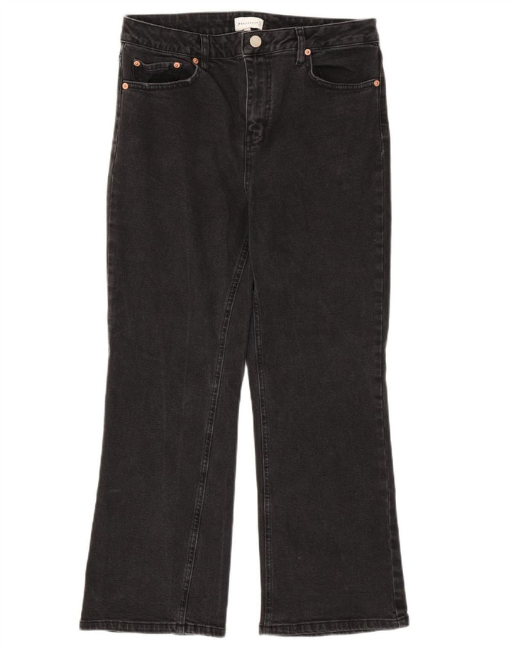 WAREHOUSE Womens Bootcut Jeans UK 14 Large W32 L27 Black Cotton