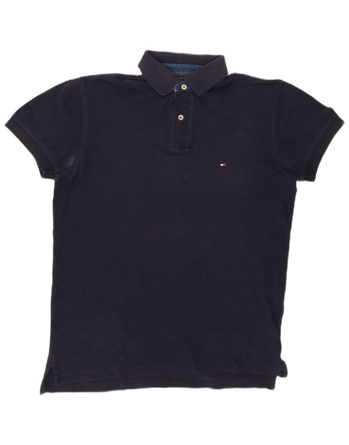 Ανδρικό μπλουζάκι πόλο TOMMY HILFIGER Μικρό μπλε ναυτικό βαμβακερό
