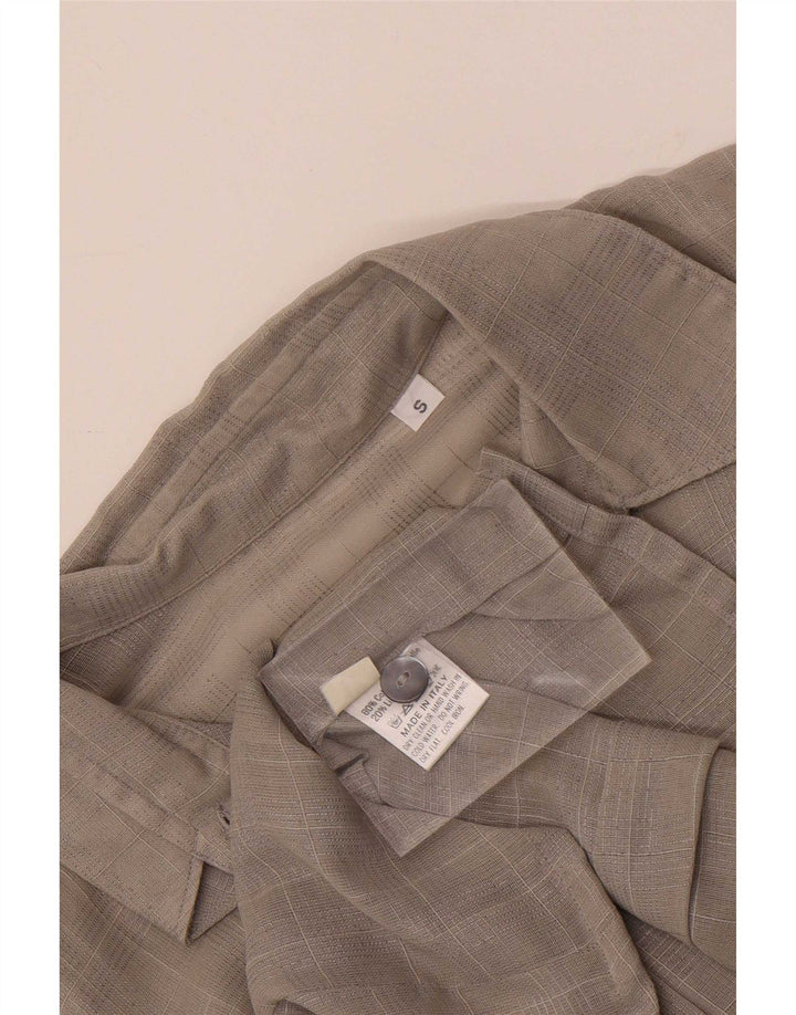 Vintage γυναικείο πουκάμισο UK 10 Small Grey Check Cotton