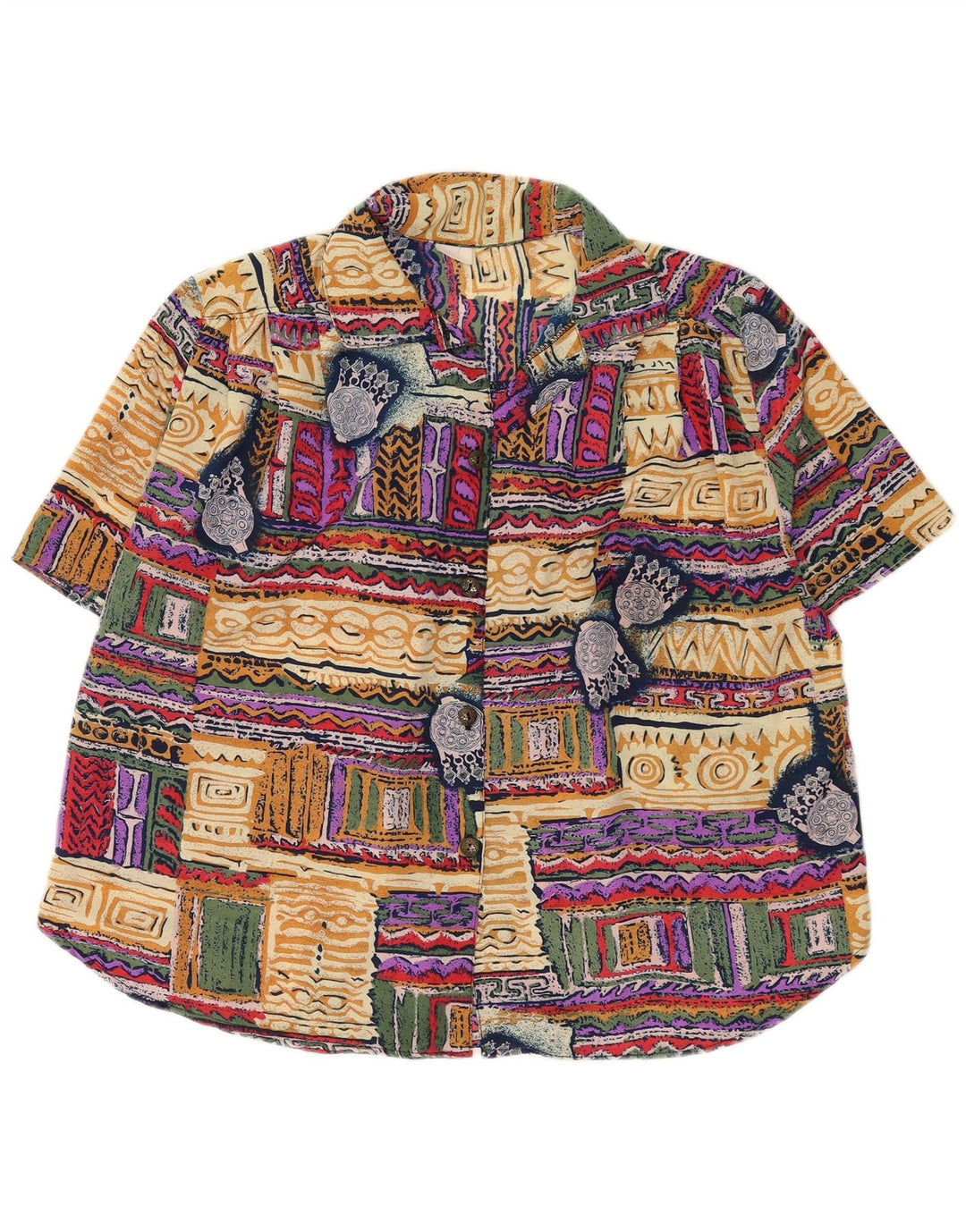 Vintage Γυναικείο πουκάμισο Abstract Pattern Μπλούζα UK 20 2XL Πολύχρωμο