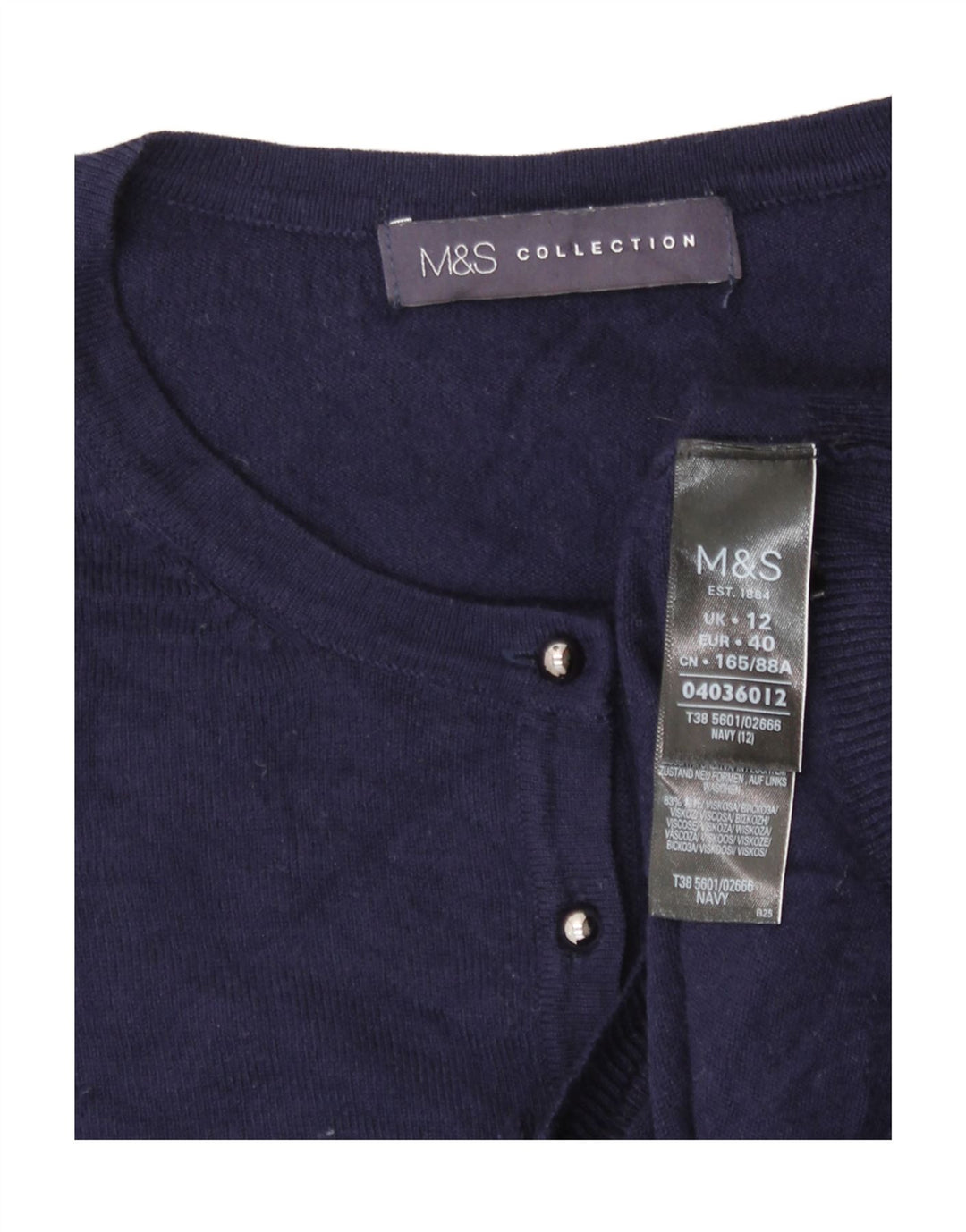 Marks & Spencer Γυναικεία ζακέτα πουλόβερ UK 12 Medium Navy Blue Viscose