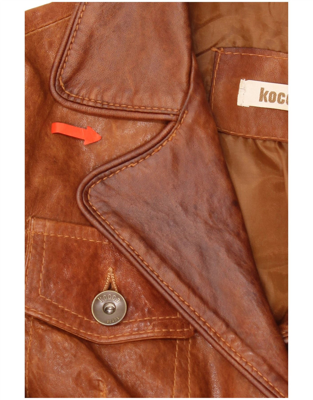 KOCCA Γυναικείο Δερμάτινο Μπουφάν UK 10 Small Brown Δερμάτινο