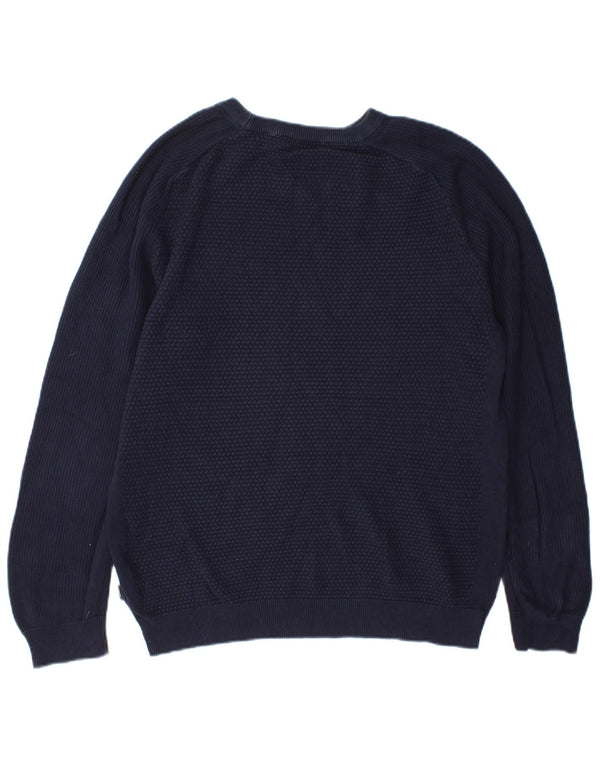Jack & Jones Ανδρικό πουλόβερ με λαιμόκοψη μεσαίου μπλε βαμβακερό