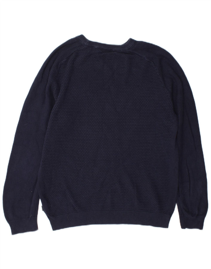 Jack & Jones Ανδρικό πουλόβερ με λαιμόκοψη μεσαίου μπλε βαμβακερό