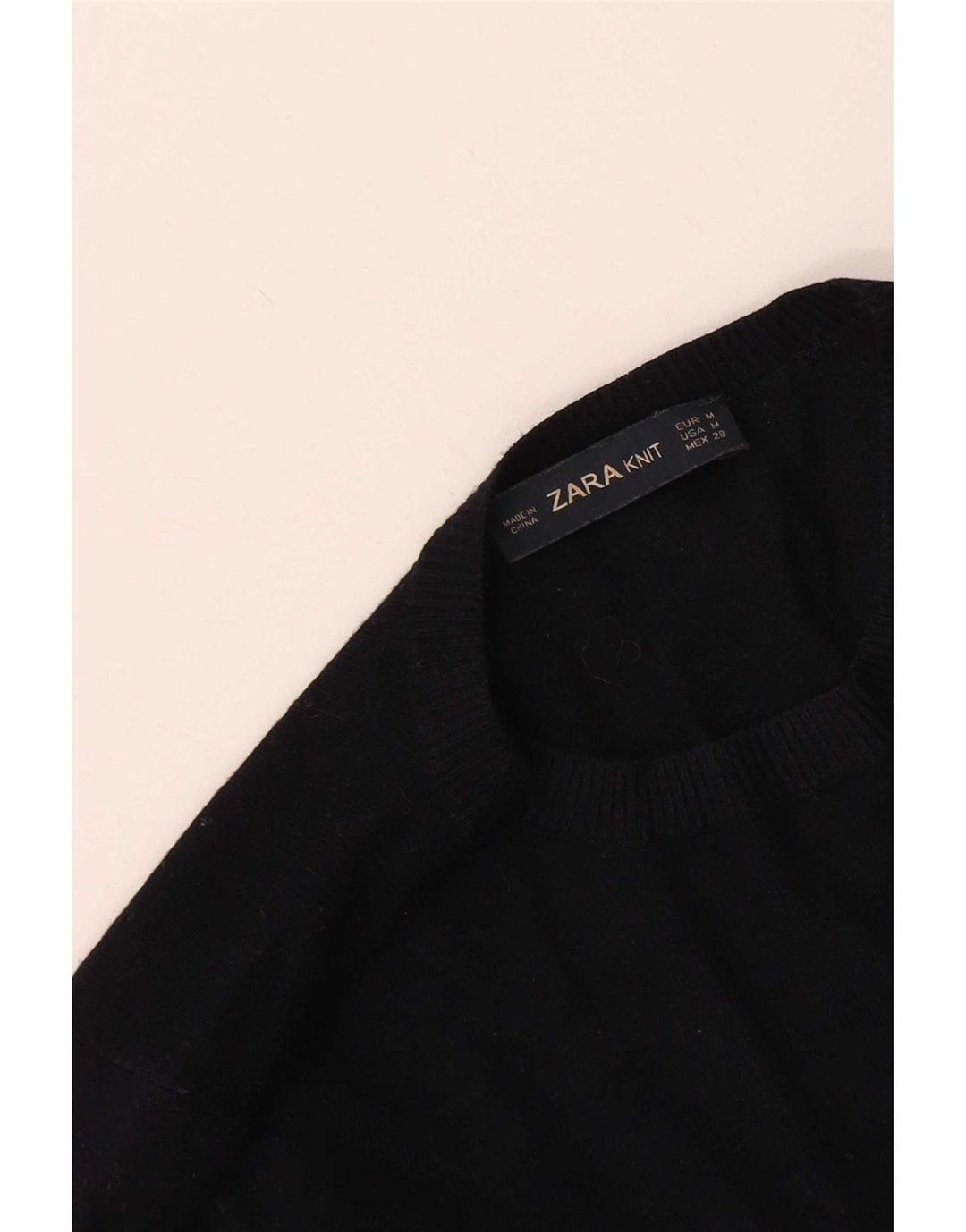 Zara Γυναικείο πουλόβερ με λαιμόκοψη UK 12 Medium Navy Blue