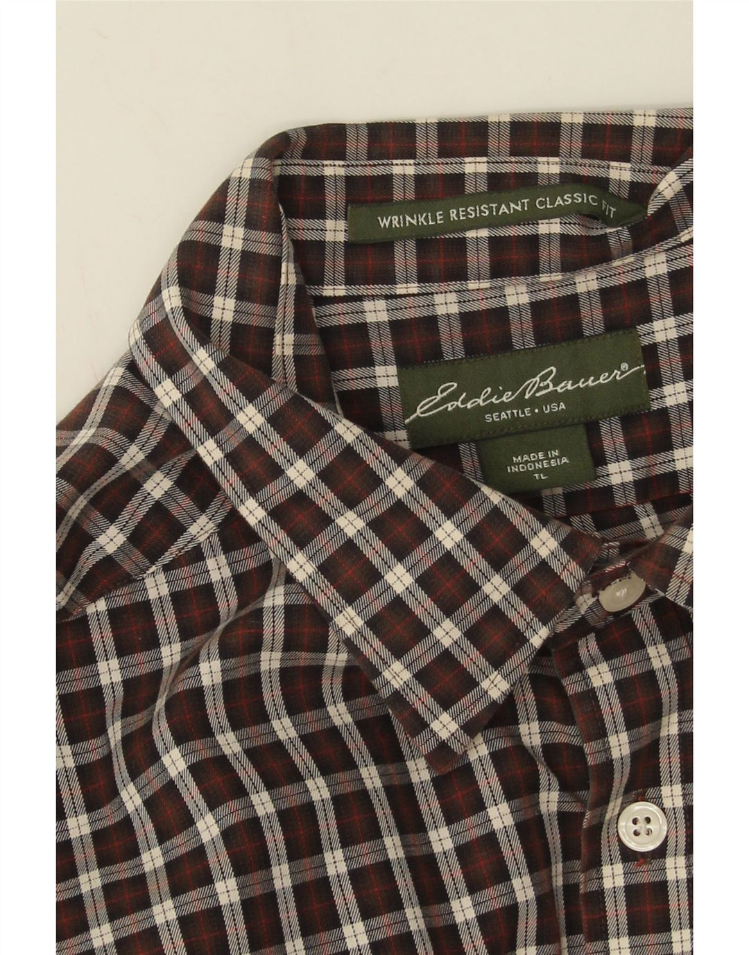 Eddie Bauer Ανδρικό ψηλό πουκάμισο Classic Fit μεγάλο καφέ βαμβακερό Gingham