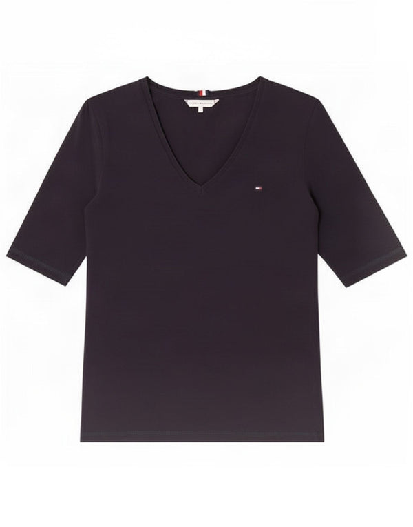 Tommy Hilfiger Γυναικείο T-Shirt Top UK 10 Small Navy Blue Cotton