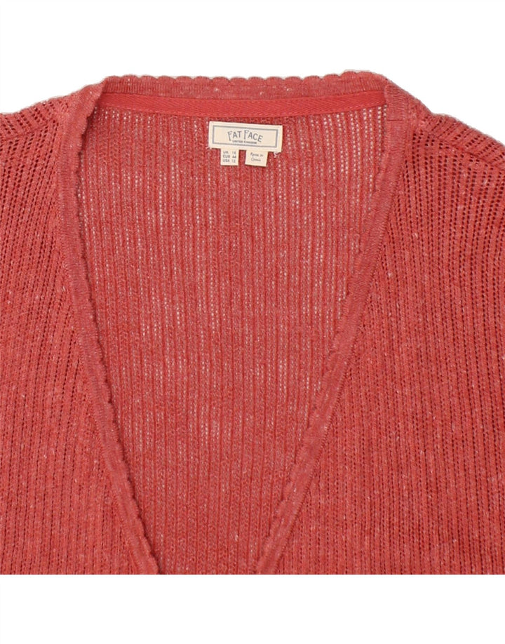 FAT FACE Womens Cardigan Top UK 16 Large  Red Cotton Vintage Fat Face and Second-Hand Fat Face from Messina Hembry 