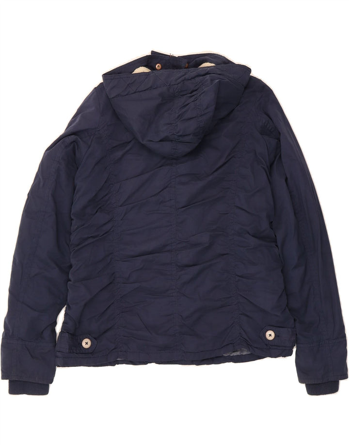 FAT FACE Womens Hooded Windbreaker Jacket UK 14 Medium  Navy Blue Vintage Fat Face and Second-Hand Fat Face from Messina Hembry 