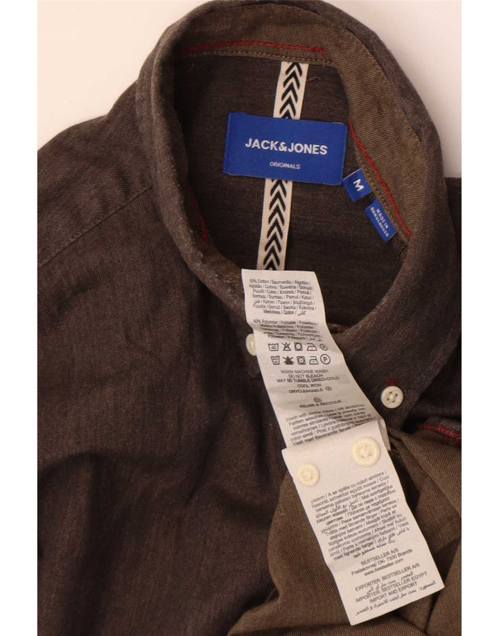 Ανδρικό πουκάμισο Jack & Jones, μεσαίο γκρι βαμβακερό