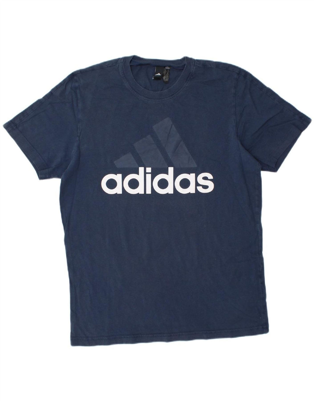 ADIDAS Mens Graphic T-Shirt Top Medium Navy Blue Cotton