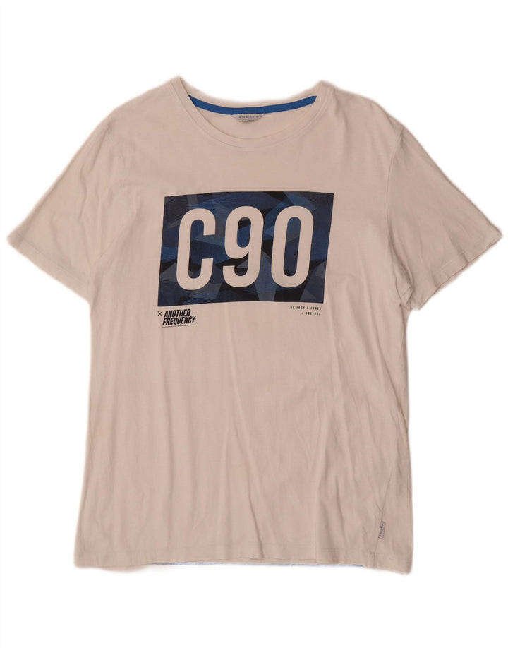 Jack & Jones Ανδρικό γραφικό μπλουζάκι Μπλουζάκι μεγάλο λευκό βαμβακερό