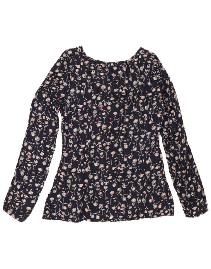 CALVIN KLEIN JEANS Womens Front Tie Blouse Top UK 14 Large Navy Blue