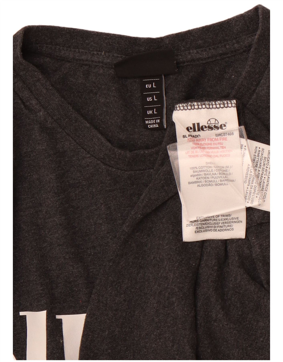 Γυναικείο γραφικό μπλουζάκι ELLESSE Top UK 14 μεγάλο γκρι βαμβακερό