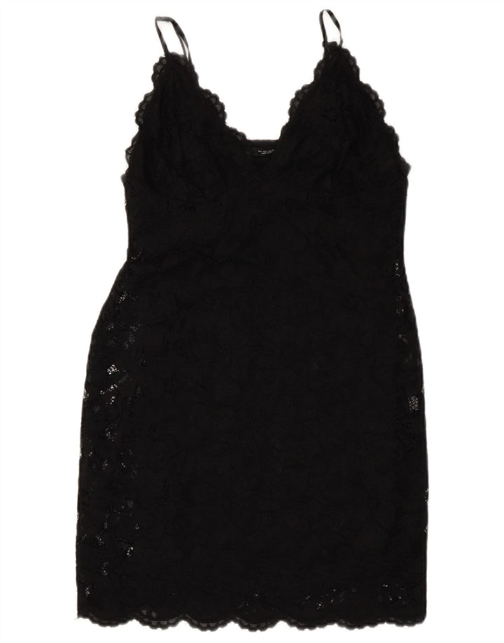ZARA Womens Slip Dress UK 14 Large Black Polyamide