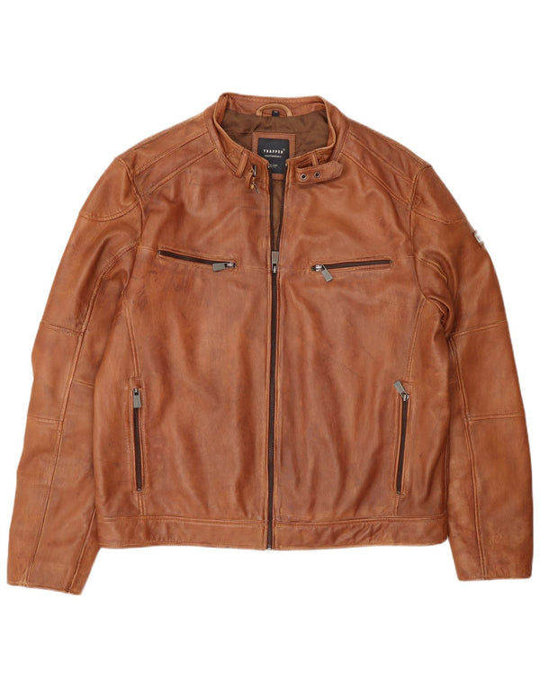 Trapper Ανδρικό Δερμάτινο Μπουφάν IT 56 3XL Καφέ Δερμάτινο
