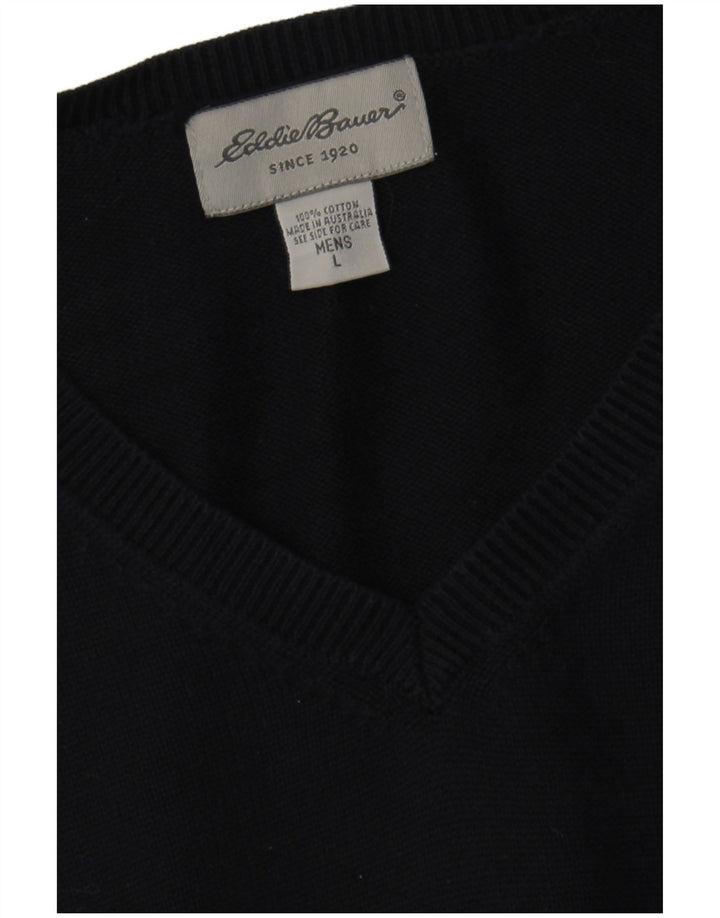 EDDIE BAUER Ανδρικό πουλόβερ με λαιμόκοψη V-λαιμόκοψη μεγάλο μπλε βαμβακερό