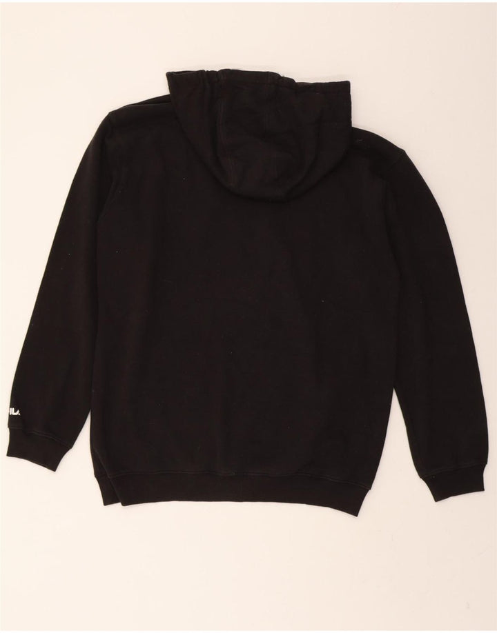 FILA Mens Graphic Hoodie Jumper Medium Black Cotton Vintage Fila and Second-Hand Fila from Messina Hembry 