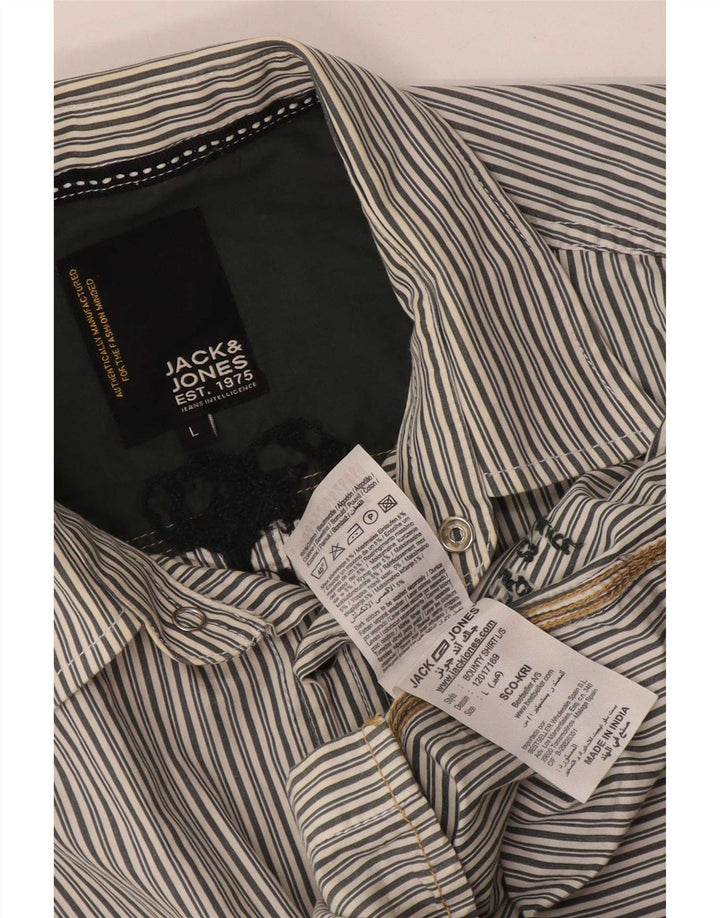 Jack & Jones Ανδρικό γραφικό πουκάμισο μεγάλο γκρι βαμβακερό ριγέ
