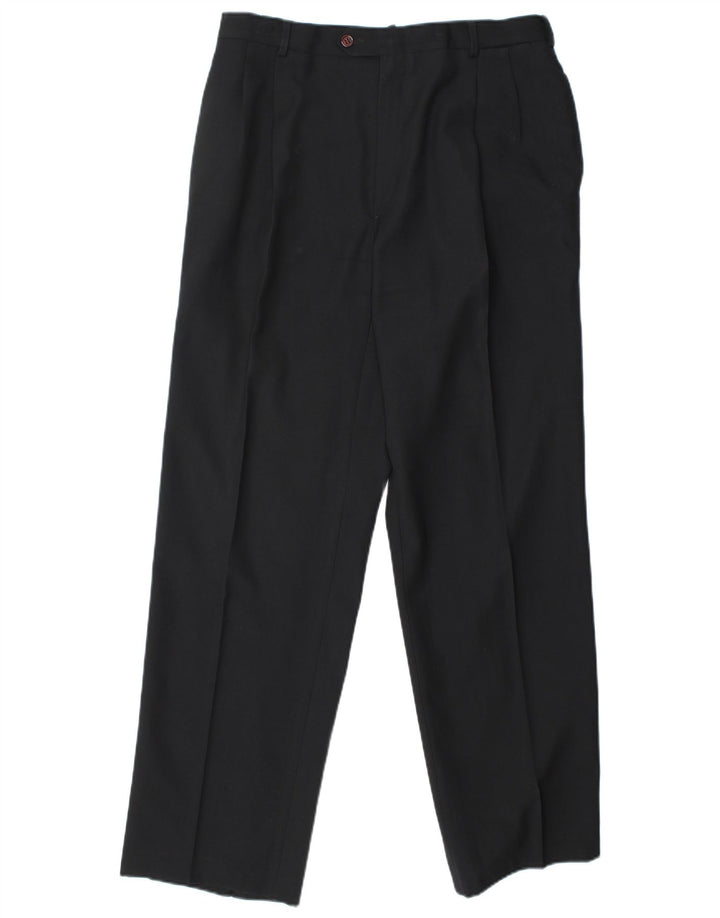 Egon Von Furstenberg Ανδρικό UK 40 Large W32 L32 Μαύρο παρθένο μαλλί