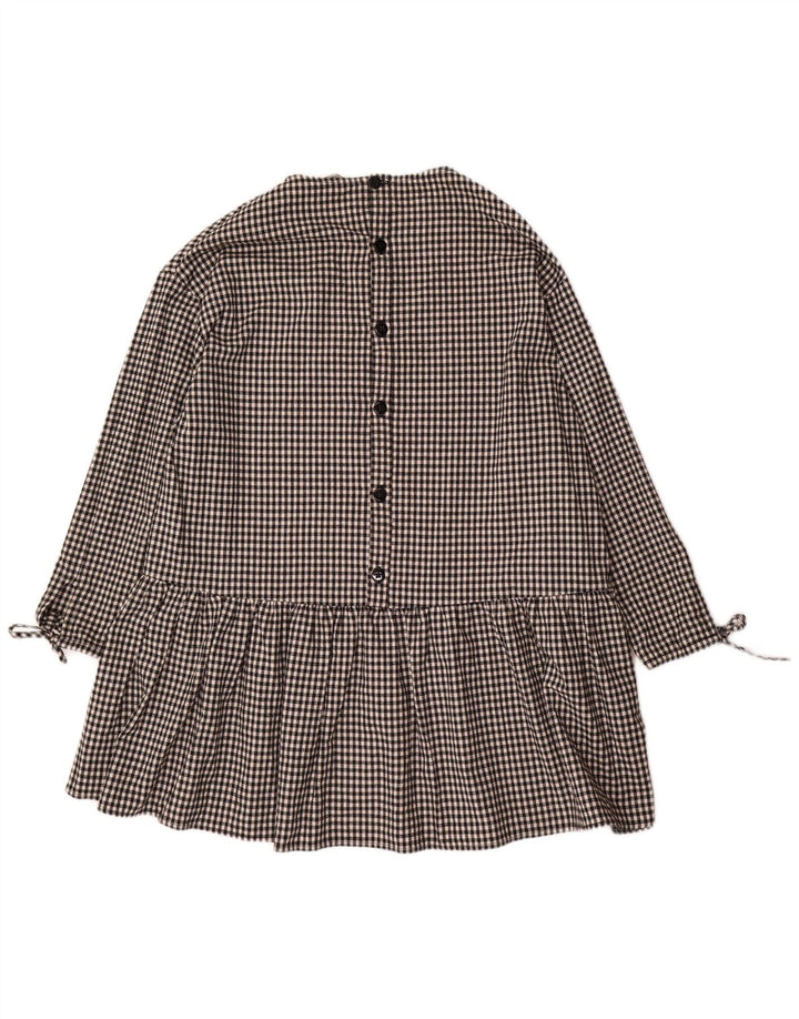 Zara Γυναικείο μανίκι 3/4 Oversized βασικό φόρεμα UK 10 Small Black Gingham