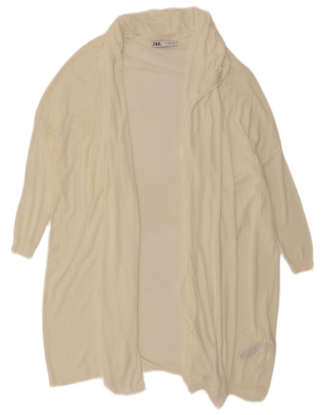 Zara Γυναικείο μακρυά ανοιχτό πουλόβερ UK 14 Medium Off White