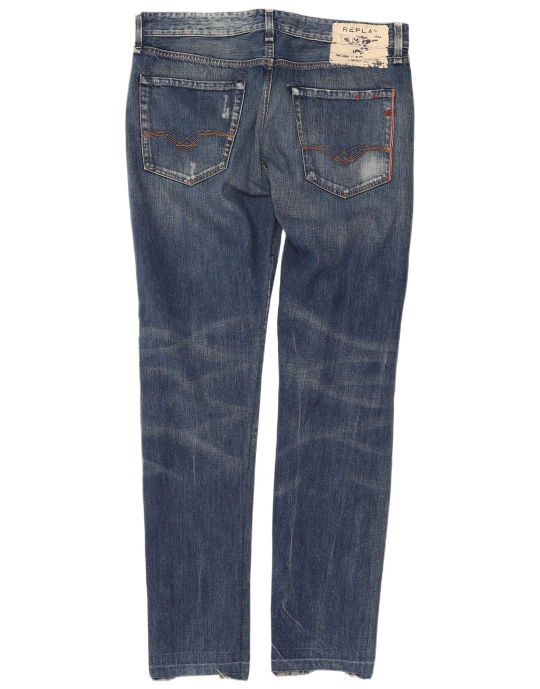 Replay Ανδρικά Distressed Slim Jeans W34 L34 Blue Cotton