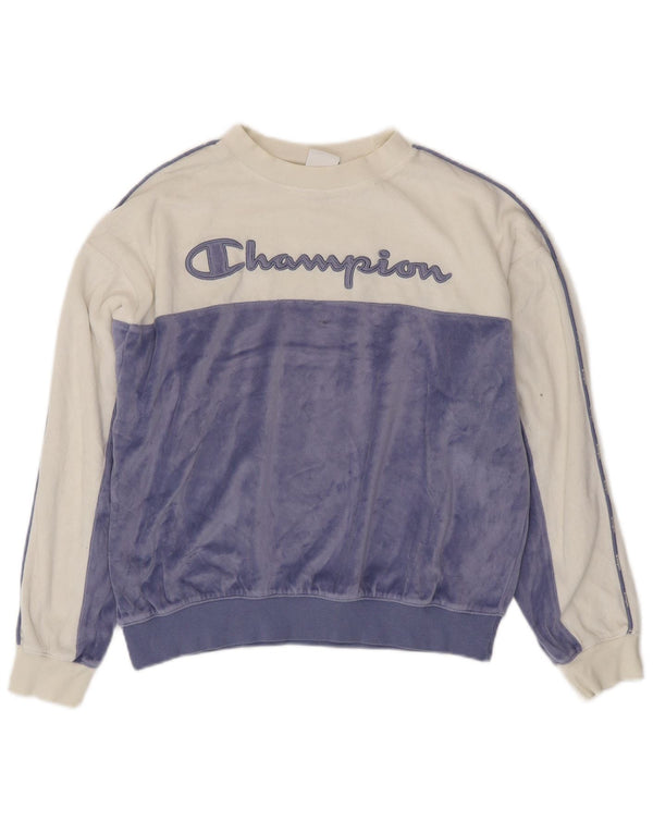 CHAMPION Γυναικεία γραφική φούτερ Jumper UK 16 Large White Colourblock