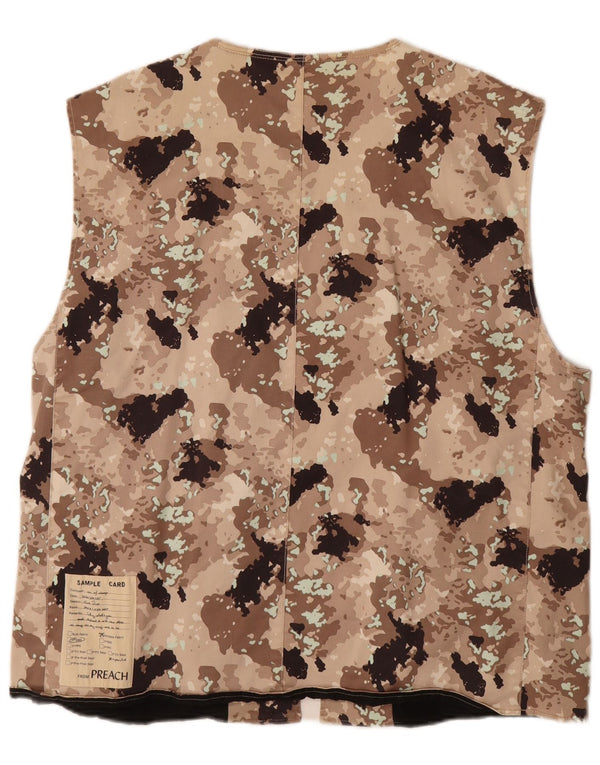 VINTAGE Mens Utility Gilet UK 40 Μεγάλο μπεζ βαμβακερό καμουφλάζ