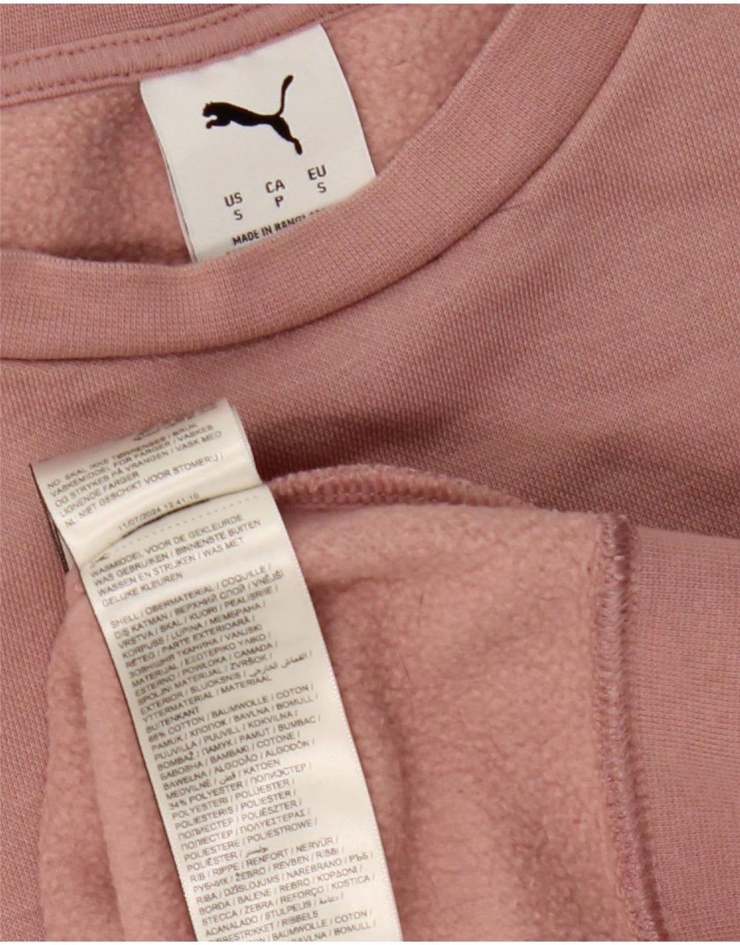 Puma Γυναικείο φούτερ μεγάλου μεγέθους Jumper UK 10 Small Pink Βαμβακερό