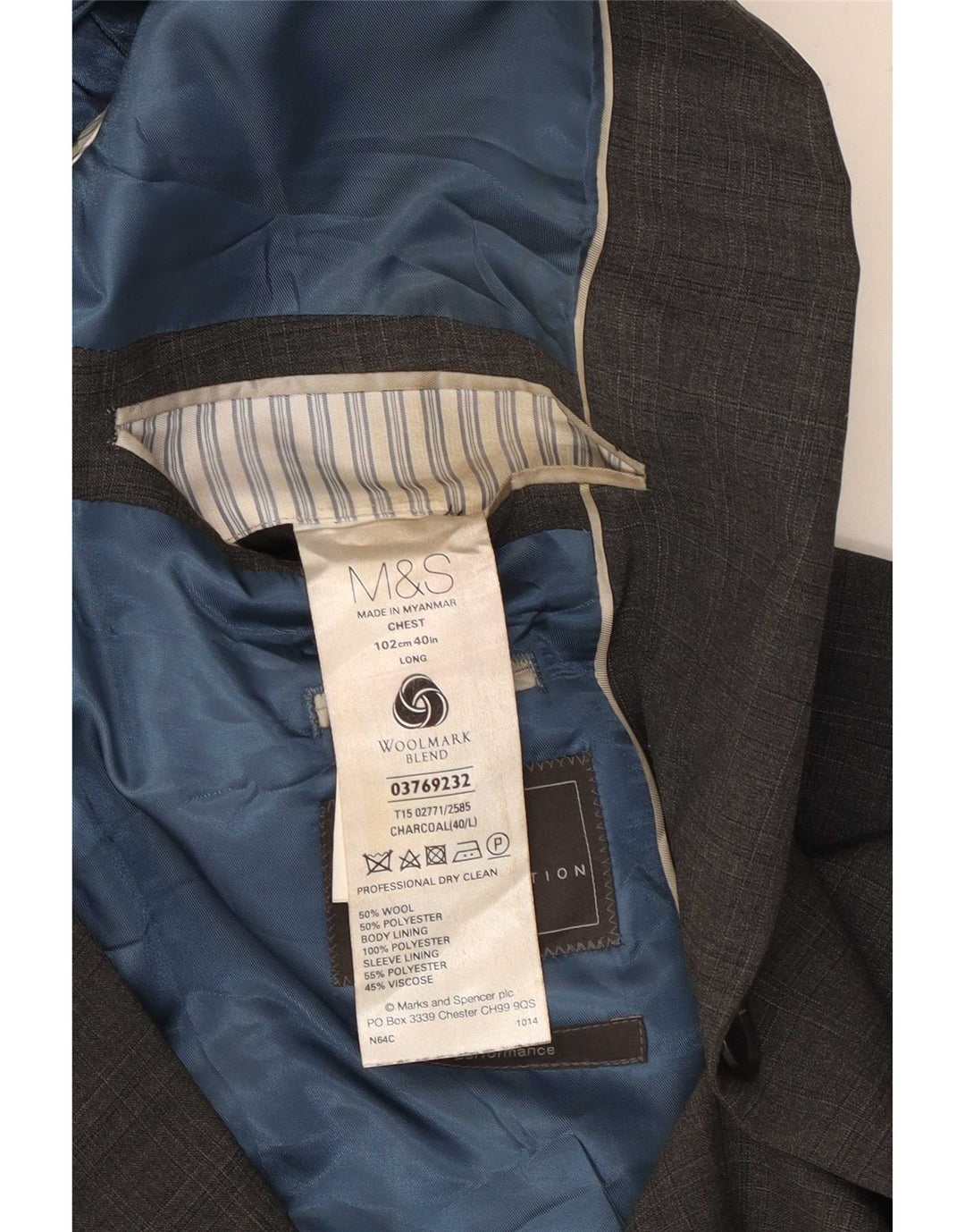 Marks & Spencer Ανδρικό μπουφάν blazer UK 40 μεσαίου γκρι μαλλί