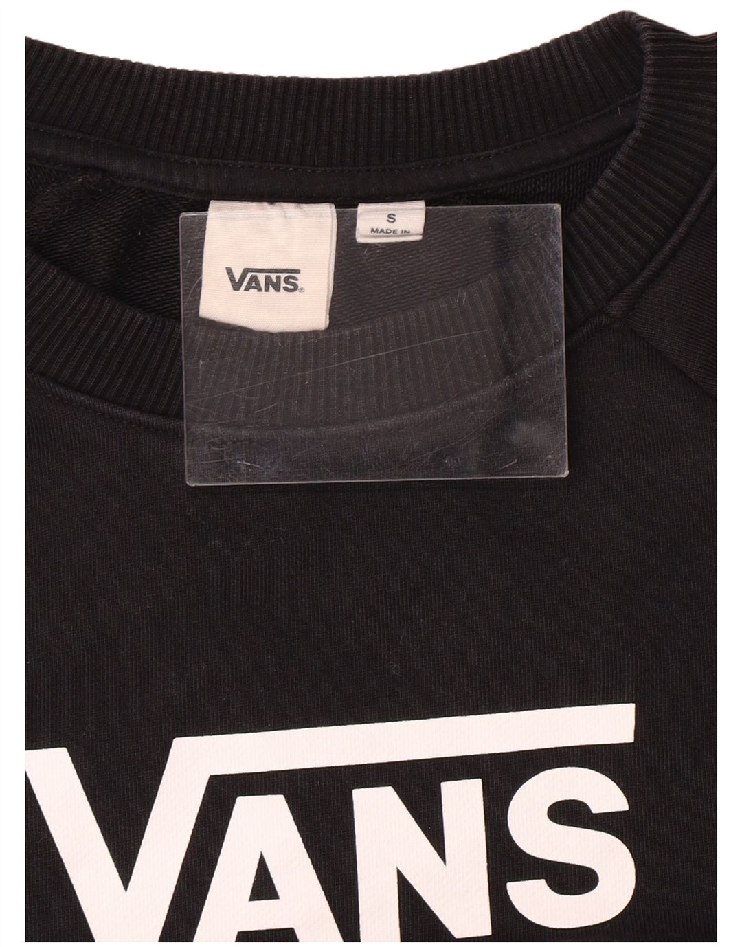 Γυναικεία VANS Crop Oversized γραφική φούτερ Jumper UK 10 Small Black