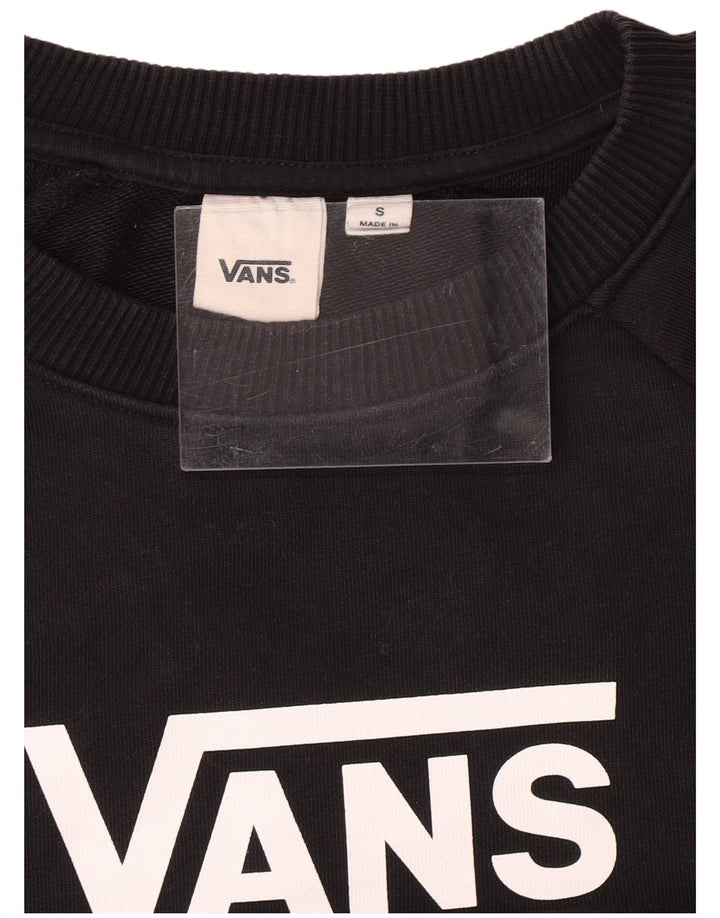 Γυναικεία VANS Crop Oversized γραφική φούτερ Jumper UK 10 Small Black