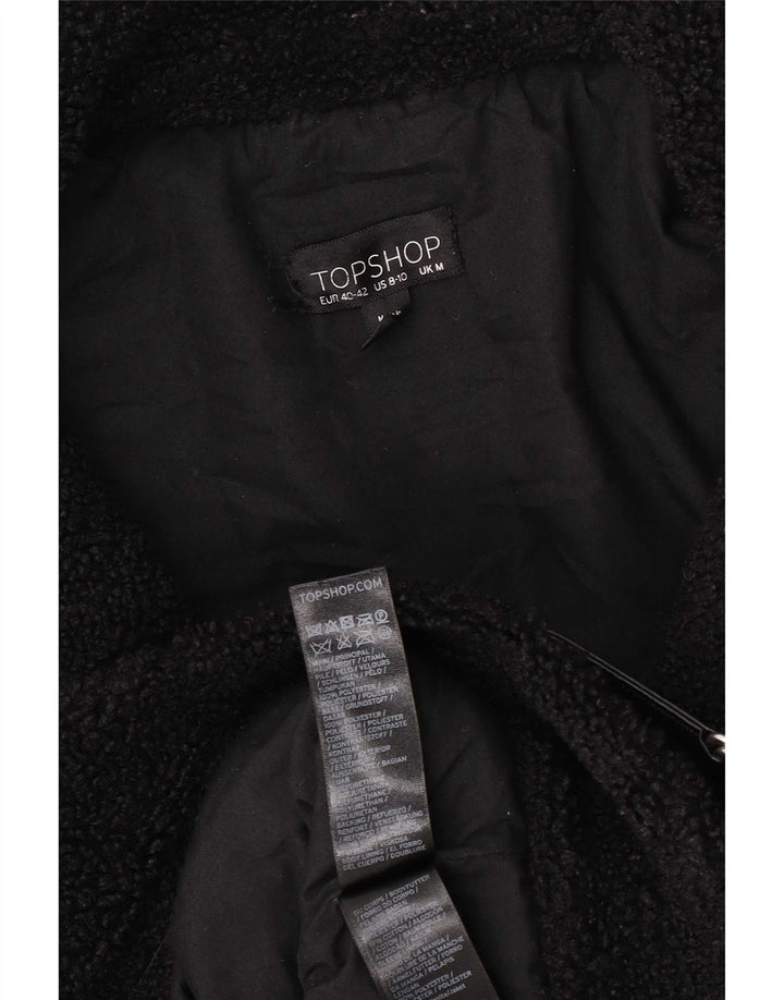 Topshop Γυναικείο Φλις Μπουφάν UK 14 Μεσαίου Μαύρου Πολυεστέρα