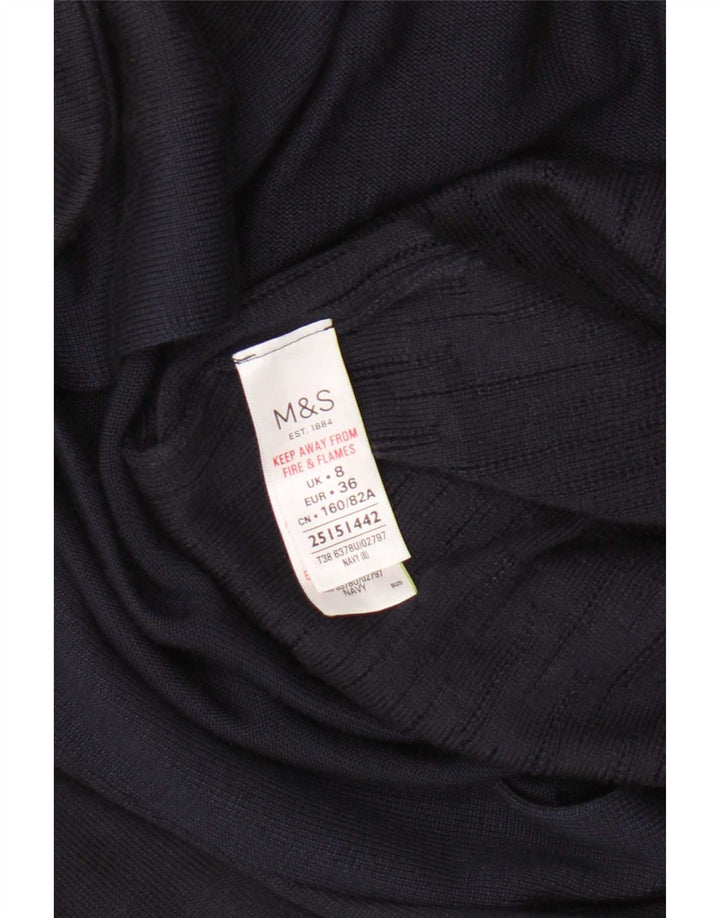 Marks & Spencer Γυναικείο ανοιχτό πουλόβερ ζακέτα UK 8 Small Navy Blue Viscose