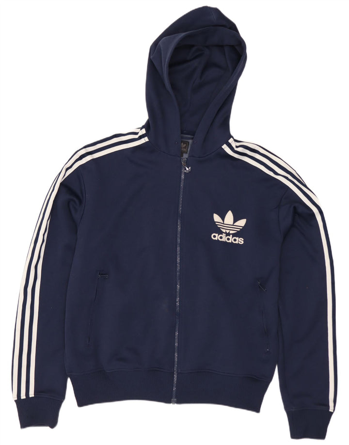 Ανδρικό πουλόβερ με κουκούλα με φερμουάρ Adidas μεγάλο μπλε ναυτικό πολυεστέρα
