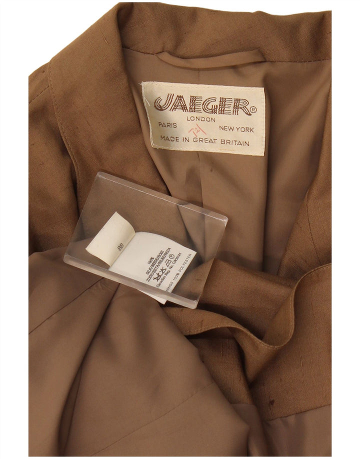 Jaeger γυναικείο σακάκι 1 κουμπιού σακάκι UK 16 Μεγάλο μπεζ μετάξι
