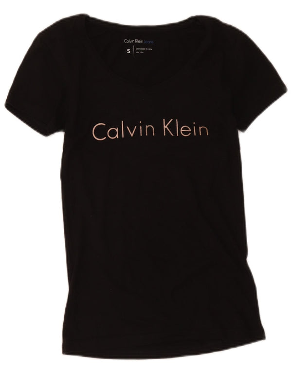 Γυναικείο γραφικό μπλουζάκι Calvin Klein Jeans Top UK 10 Small Black